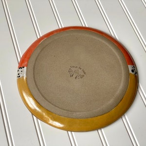 Round Ceramic Dinner Plate Two-Tone Sand and Coral image 2