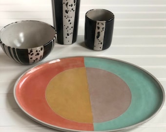 Handmade - Ceramic Oval Sunrise Tray