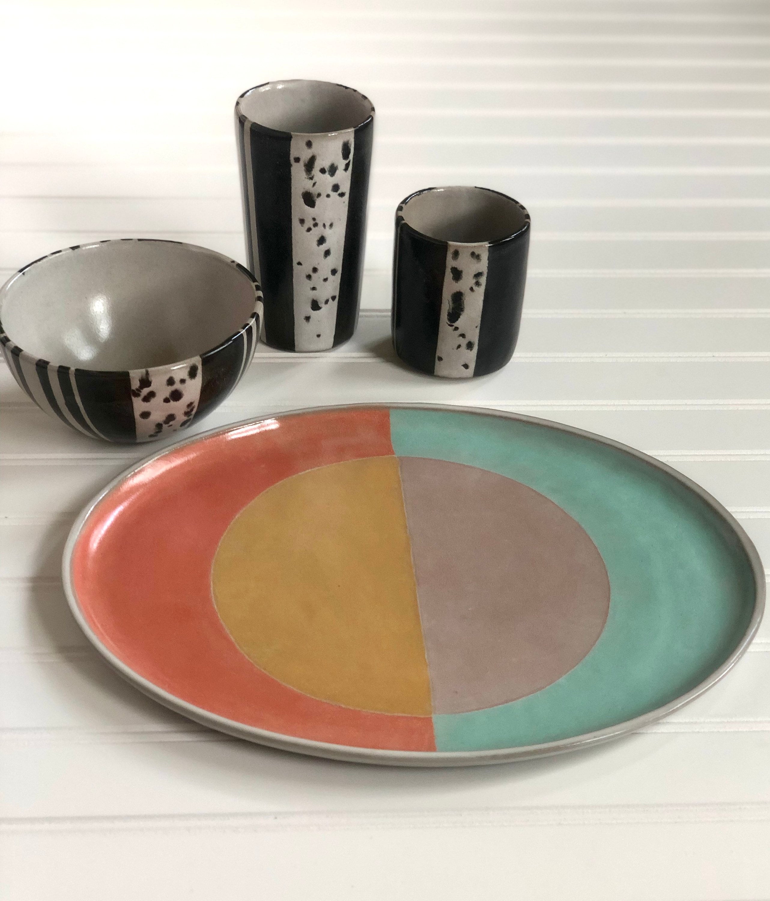 Handmade Ceramic Oval Sunrise Tray Etsy