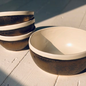 Handmade Ceramic Oblique Bowl Gold and White image 5