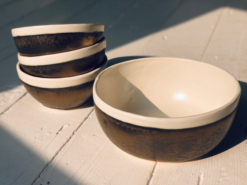 Handmade Ceramic Oblique Bowl Gold and White image 5