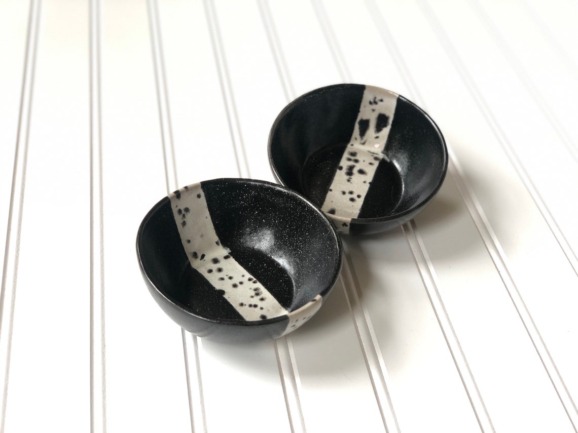 Ceramic Condiment Bowl Black Etsy