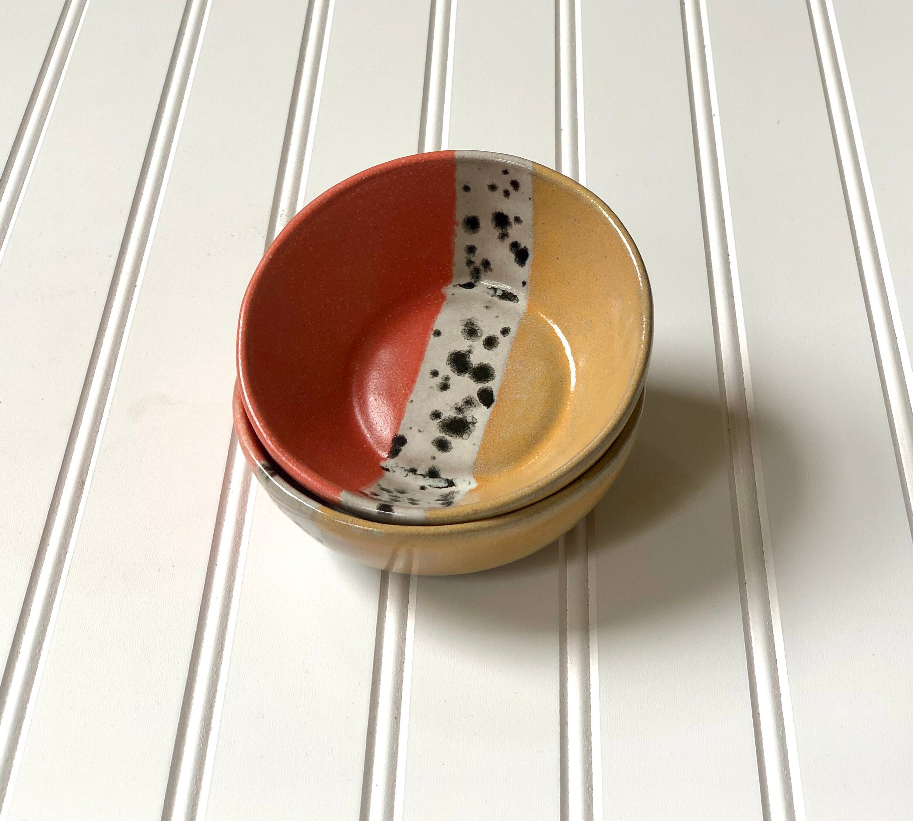 Ceramic Condiment Bowl Two Tone Coral and Sand Etsy