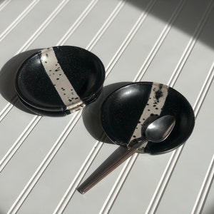 Handmade Ceramic Spoon Rest Black image 1