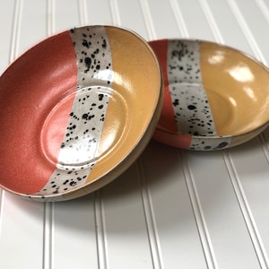 Ceramic Ramen Bowl - Two-Tone Coral and Sand