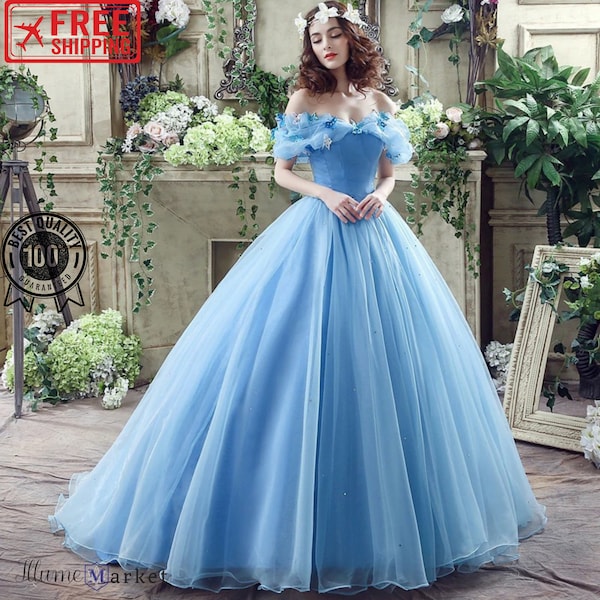 Handmade - Cinderella Dress, New Cinderella Movie Dress, Cinderella Costume, 2015 Cinderella Dress Adult with Hoop Skirt