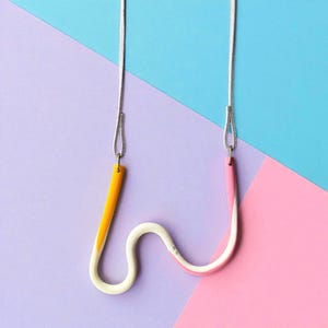 Pink, Yellow & Pepper | Contemporary Polymer Clay Necklace