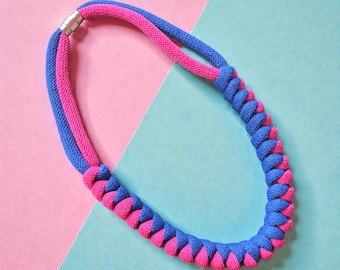 Chunky Macrame Snake Knot Necklace – Bold Colourful Statement Jewellery – Boho Festival Cord Necklace