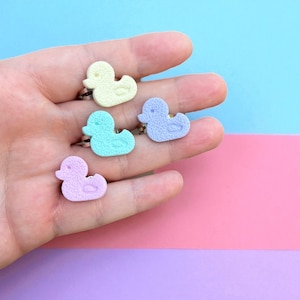 Pastel Rubber Duck Ring: Handmade Polymer Clay Kitsch Jewelry