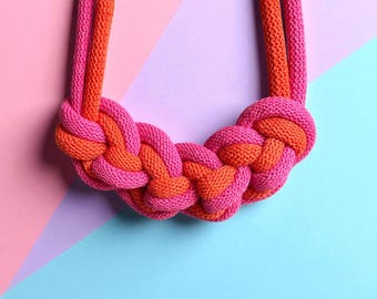 Two-Tone Chunky Loop Knot Statement Necklace | Choose your favourite colour combo
