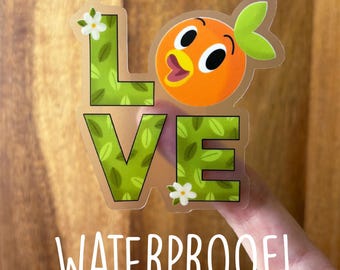 Orange Bird WATERPROOF CLEAR Sticker - Disney Parks / Love / Dole Whip / Florida Orange Bird / Epcot / Walt Disney World / Tropical Fruit