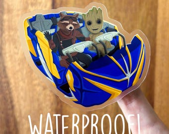 Marvel Guardians of the Galaxy: Cosmic Rewind WATERPROOF CLEAR Sticker - Disney Parks/I Am Groot/Rocket Raccoon/Star Lord/Super Hero/Epcot