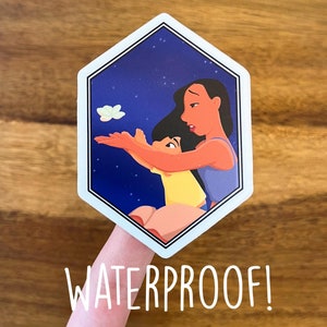 Disney Lilo and Nani 2x3in WATERPROOF sticker -Lilo and Stitch/Hawaii/Sisters/Love/Surfing/Disney Animation/Walt Disney/Water Bottle Sticker