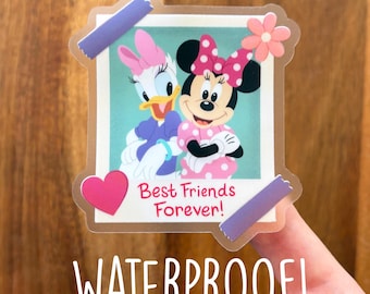 Pegatina transparente resistente al agua de Minnie Mouse y Daisy Duck - Walt Disney / Mejores amigas para siempre / BFF / Polaroid / Parques Disney / Lazos / Corazón