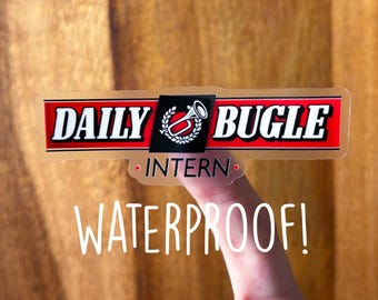 Marvel Spiderman Daily Bugle 3.2x1in WATERPROOF CLEAR Sticker - Peter Parker/Disney/Marvel Comics/Avengers/Tom Holland/Tobey Maguire