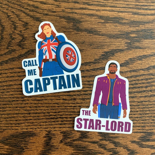 Marvel What If 3x2.5in Sticker Set - Avengers/Captain Carter/T'Challa Star Lord/Infinity War/Endgame/Super Hero/Laptop Sticker/Vinyl