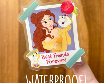 Belle and Mrs. Potts WATERPROOF CLEAR Sticker - Disney Princess / Chip / Sidekick / Best Friends Forever / BFF / Beauty and the Beast