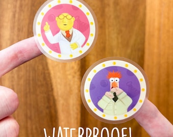 Bunsen and Beaker WATERPROOF CLEAR Sticker 2-Piece Set - Muppets / The Muppet Show / Dr. Bunsen Honeydew / Muppet Labs / Muppet Vision 3D