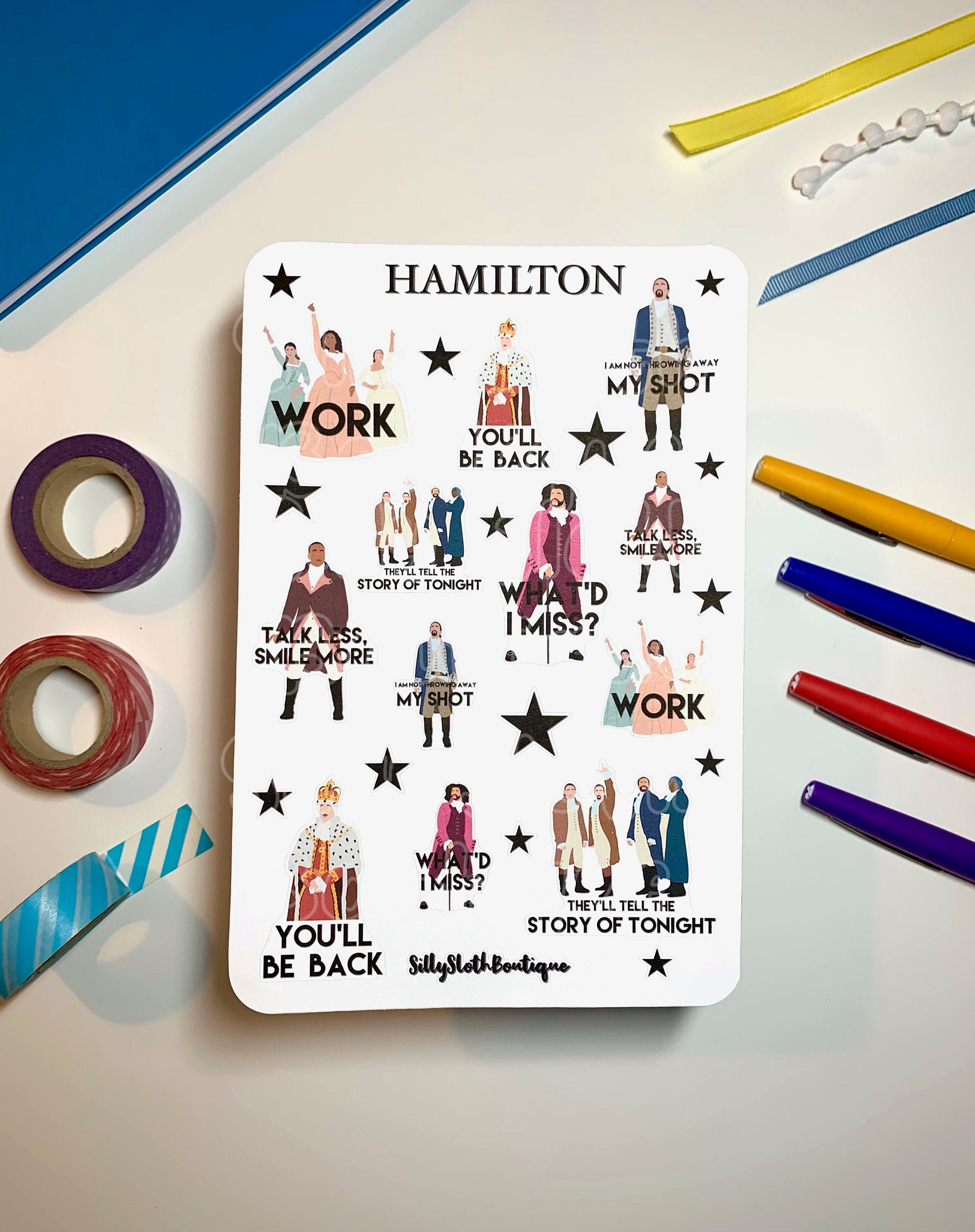 Hamilton Broadway Sticker Sheet 25 Matte Stickers Hamilton | Etsy