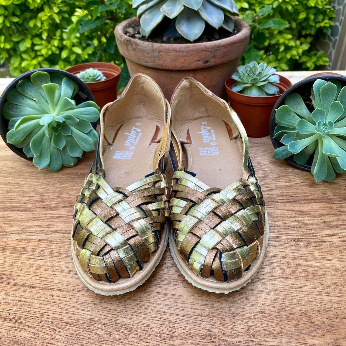 green fringe sandals