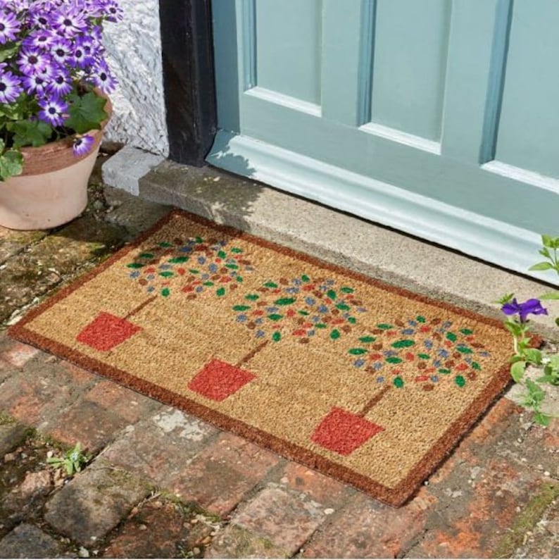 Durable Natural Coir, Large, Thick, Decorative, Patterned Coir Door Mats Suitable for indoor and outdoor use Bay Trees 75x45cm