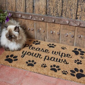 Durable Natural Coir, Large, Thick, Decorative, Patterned Coir Door Mats Suitable for indoor and outdoor use Wipe Yours Paws75x45