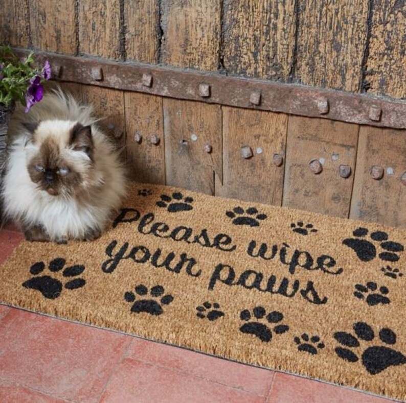 Durable Natural Coir, Large, Thick, Decorative, Patterned Coir Door Mats Suitable for indoor and outdoor use Wipe Yours Paws75x45