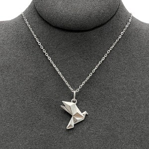 Cloud the Dove origami necklace from Chic Origami Matte Silver