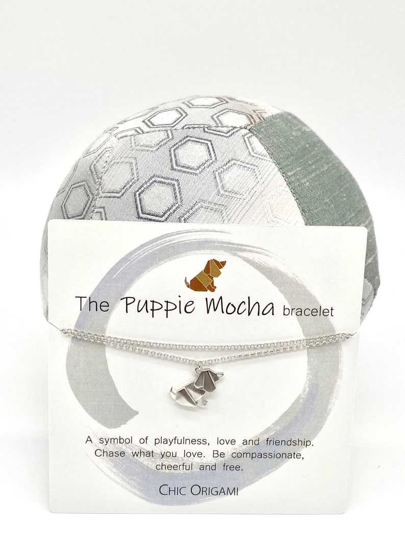 Puppie Mocha origami bracelet from Chic Origami Matte Silver