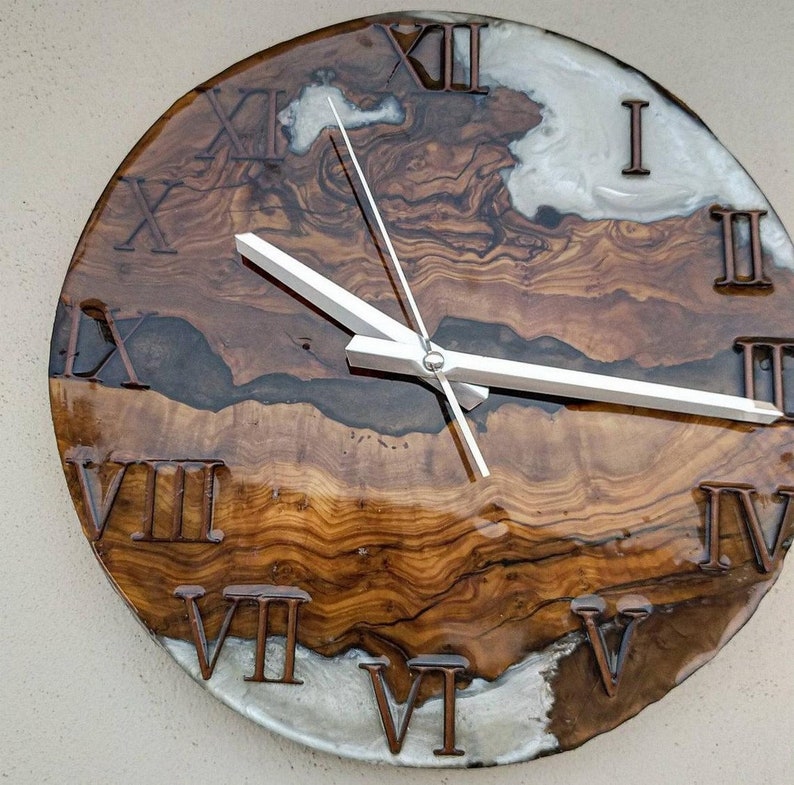 Handmade Wooden Resin Clock Hand Crafted Clock Walnut Wood Etsy