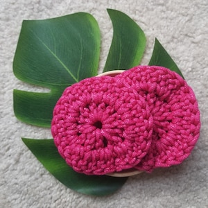 100% Nylon Scrubbies, Crochet Scrubbies, Dish Scrubby, Color: Bright Pink