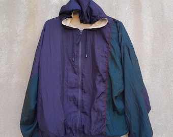 Vintage 90er Jahre gegebenchy Color Block Windbreaker Jacke XL - Retro Sportswear Marineblau