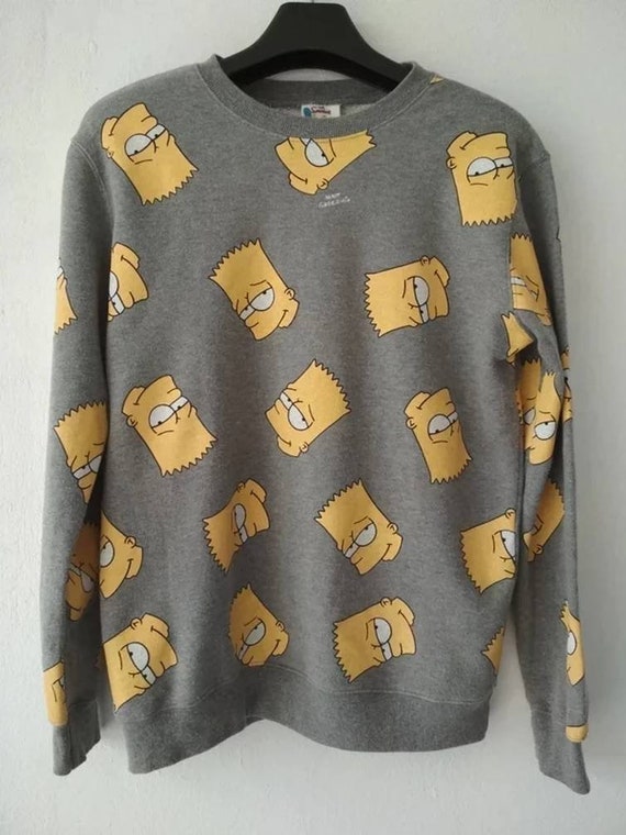 Vintage Simpson cartoon monogram grey men sweatshi