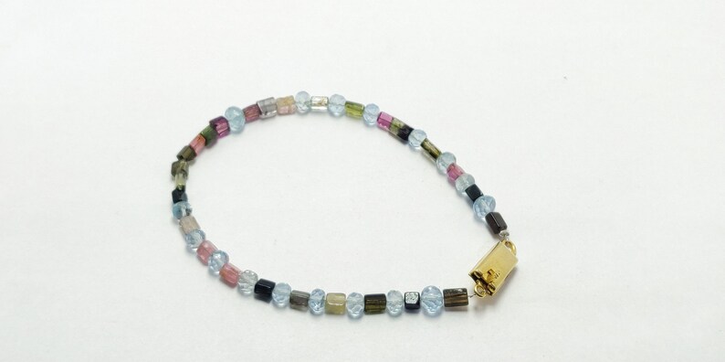 Natural PinkTourmaline Aquamarine Faceted Stone Cts 31.63 Pink Shape Round Beads and Cubi Hand bracelet Jewellery making Wedding gift