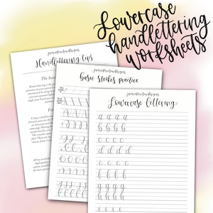 Lowercase Handlettering practice | basic brush lettering | Modern calligraphy worksheets | Beginner handlettering