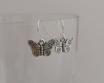 Pretty silver plated butterfly earrings