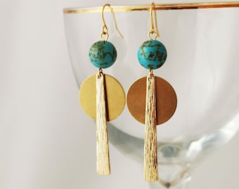 Gold and turquoise statement earrings