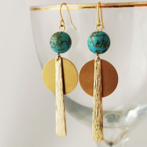 Matte Turquoise Seed Bead Hoop Earrings Large Gold Plated - Etsy