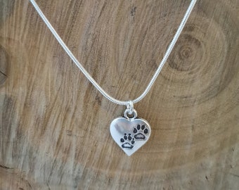 Regalo Ricordo Pet KSJEHW Collana Memoriale Per Animali Domestici - Ciondolo Urna A Cuore Con Impronta Zampa Per Ceneri Di Cane E Gatto (Argento) Collana Ceneri - Foto 4