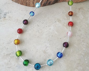 Rainbow glass necklace