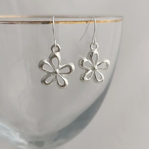 Sterling Silver Flower Drop Earrings - Unique Handmade