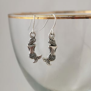 Silver mermaid earrings. Silver plated, hypoallergenic