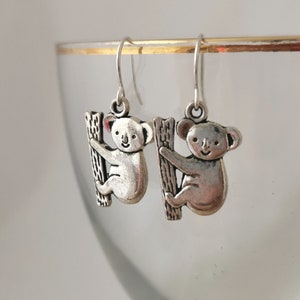 Silver koala earrings. Silver plated, hypoallergenic