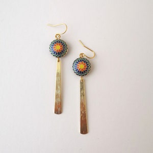 Colourful gold statement earrings