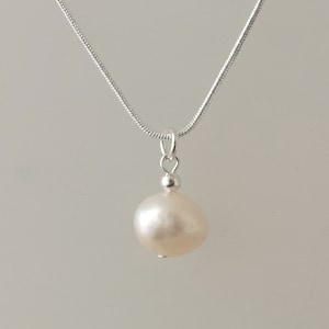 Handmade Baroque Freshwater Pearl Necklace: Silver Plated Chain
