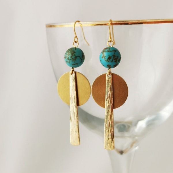 Gold and turquoise statement earrings