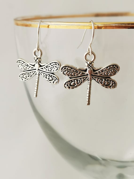Silver cheap dragonfly earrings