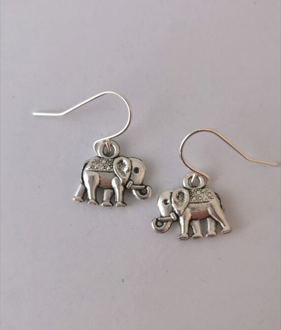 Boucles D'oreilles Pendantes Argentées – Éléphants En Acier Inoxydable – Cadeau Fille