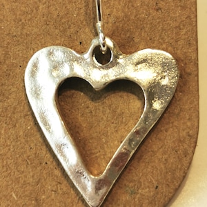 Hammered silver open heart earrings. Silver plated hypoallergenic image 4