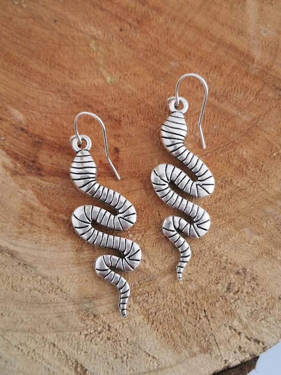Silver sale snake earrings